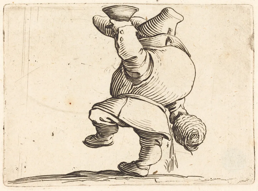 The Drinker, Back View, by Jacques Callot, ink, 1622