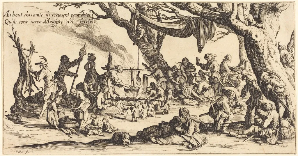 The Feast of the Bohemians, by Jacques Callot, ink, 1621