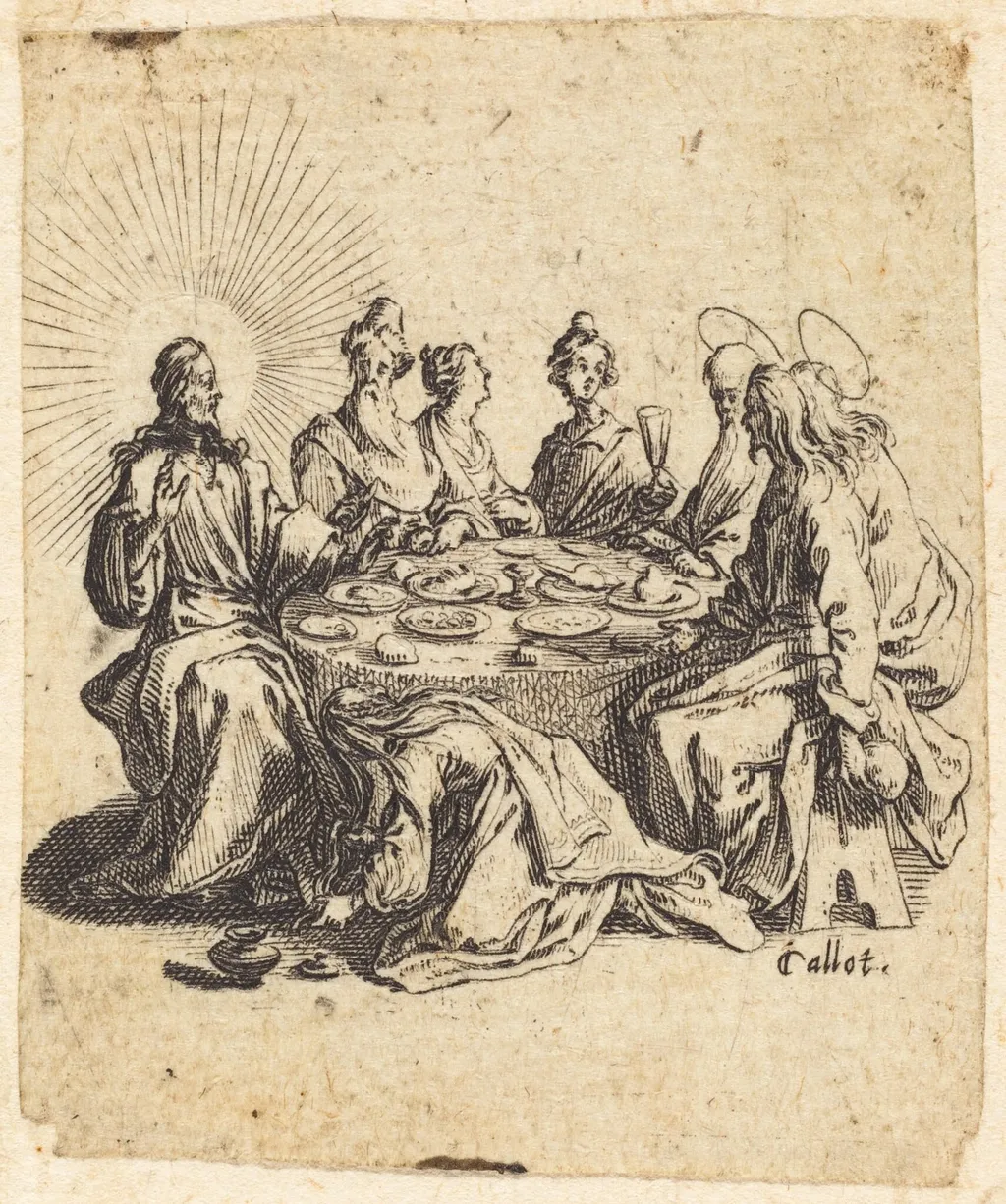 The Feast of the Pharisees, by Jacques Callot, ink, 1618