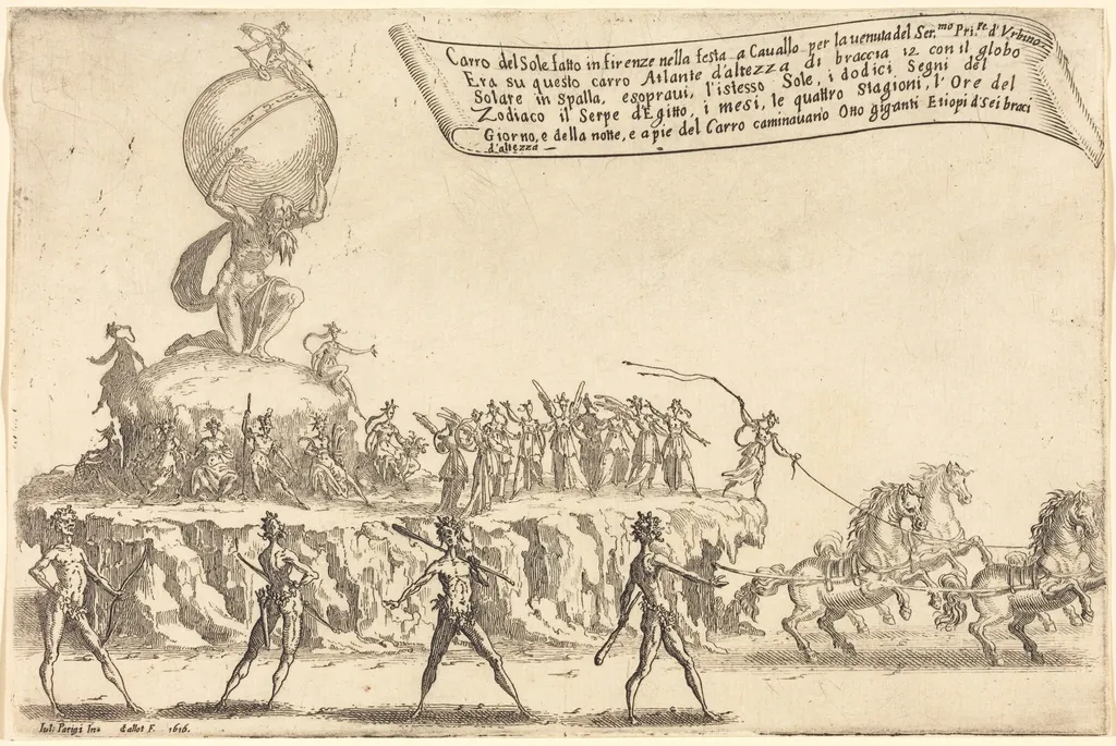 The Float of the Sun, by Jacques Callot, ink, 1616