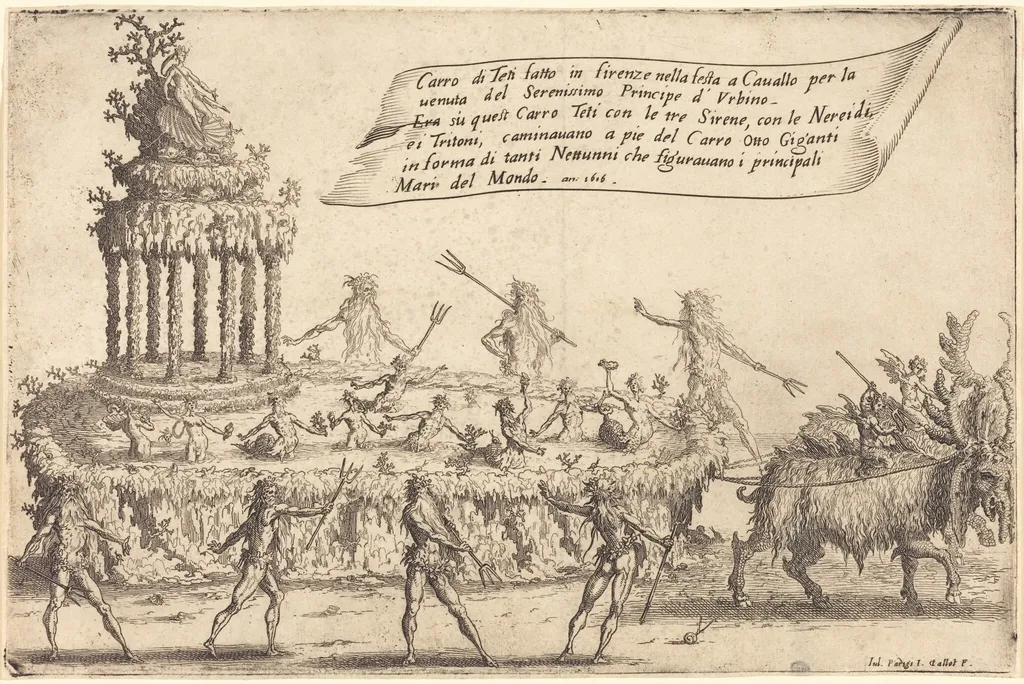 The Float of Thetis, by Jacques Callot, ink, 1616