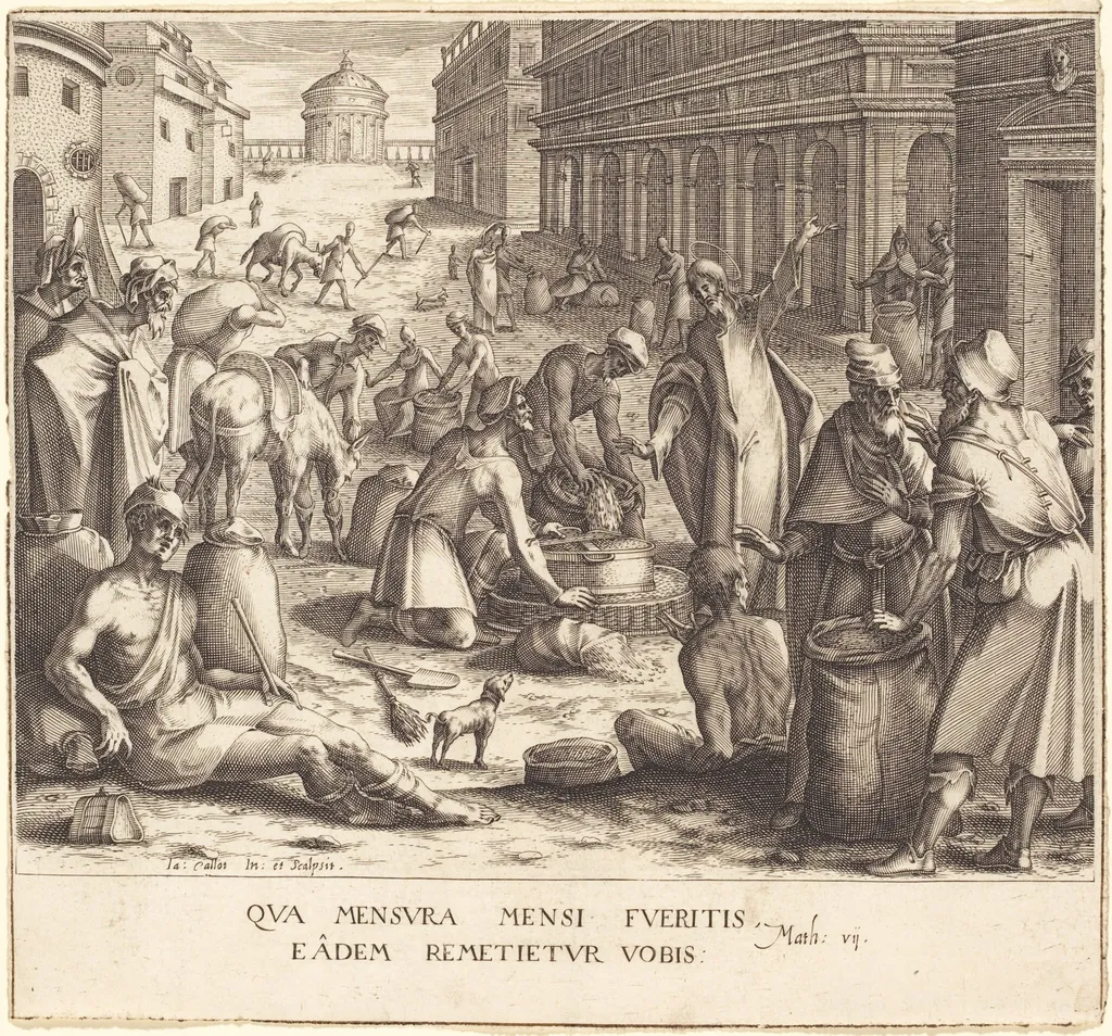 The Grain Weighers, by Jacques Callot, ink, 1610