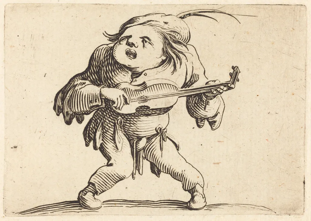The Guitar Player, by Jacques Callot, ink, 1622