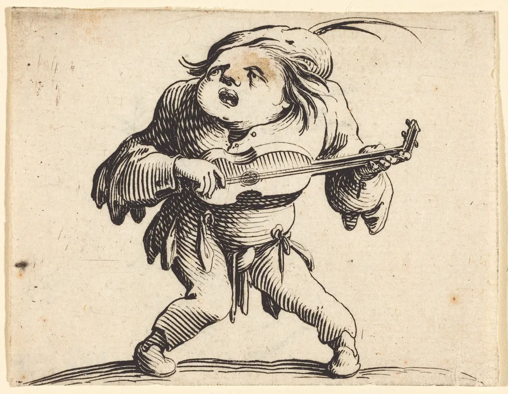 The Guitar Player, by Jacques Callot, ink, 1622