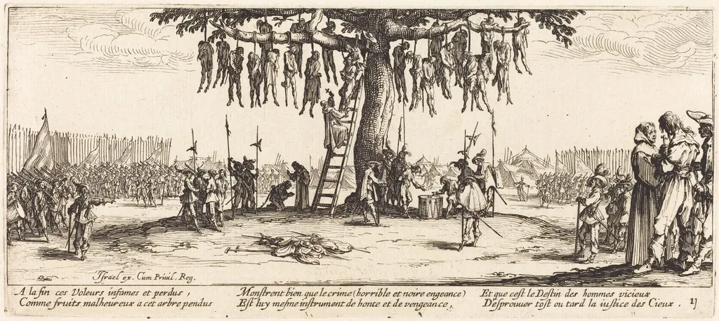 The Hanging, by Jacques Callot, ink, 1633