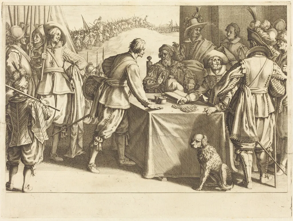 The Hiring of the Troops, by Jacques Callot, ink, 1614