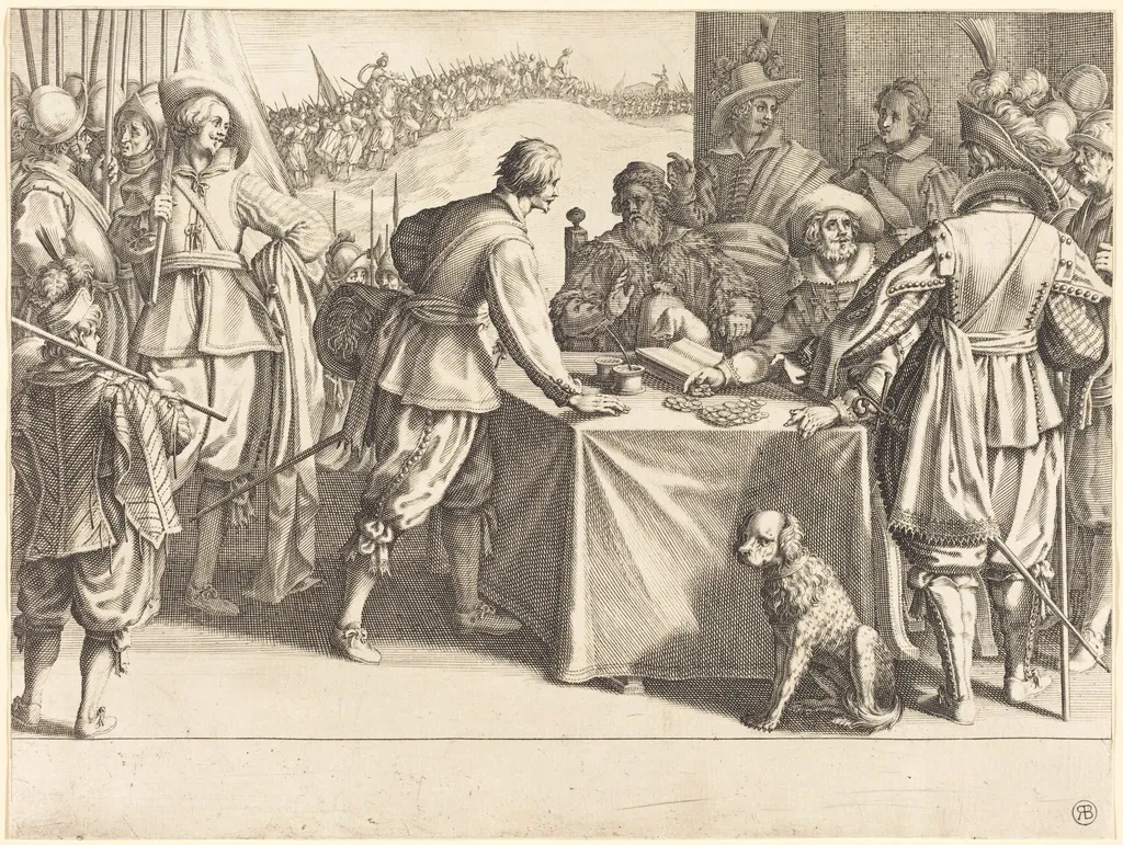 The Hiring of the Troops, by Jacques Callot, ink, 1614