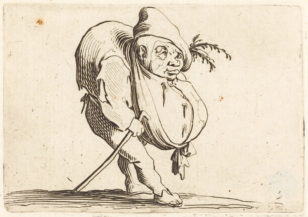 The Hunchback with a Cane, by Jacques Callot, ink, 1622