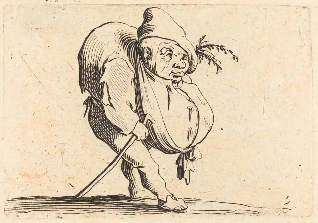 The Hunchback with a Cane, by Jacques Callot, ink, 1622