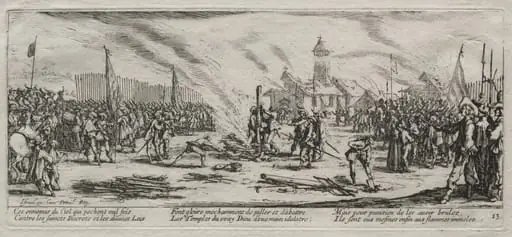The Large Miseries of War:  Burning at the Stake, by Jacques Callot