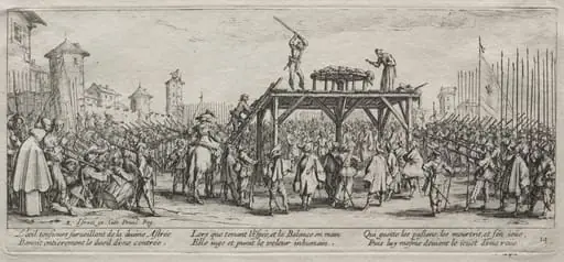 The Large Miseries of War:  Execution on the Wheel, by Jacques Callot