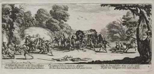 The Large Miseries of War:  Highway Robbery, by Jacques Callot