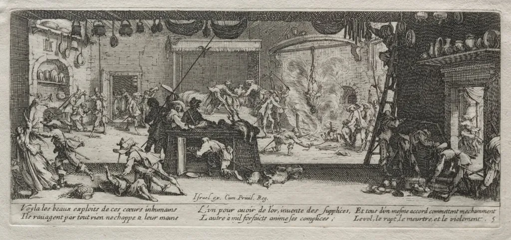 The Large Miseries of War: Pillaging, by Jacques Callot, 1633