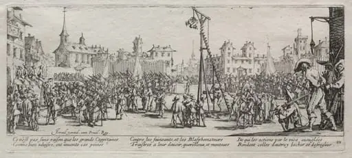 The Large Miseries of War:  The Strappado, by Jacques Callot
