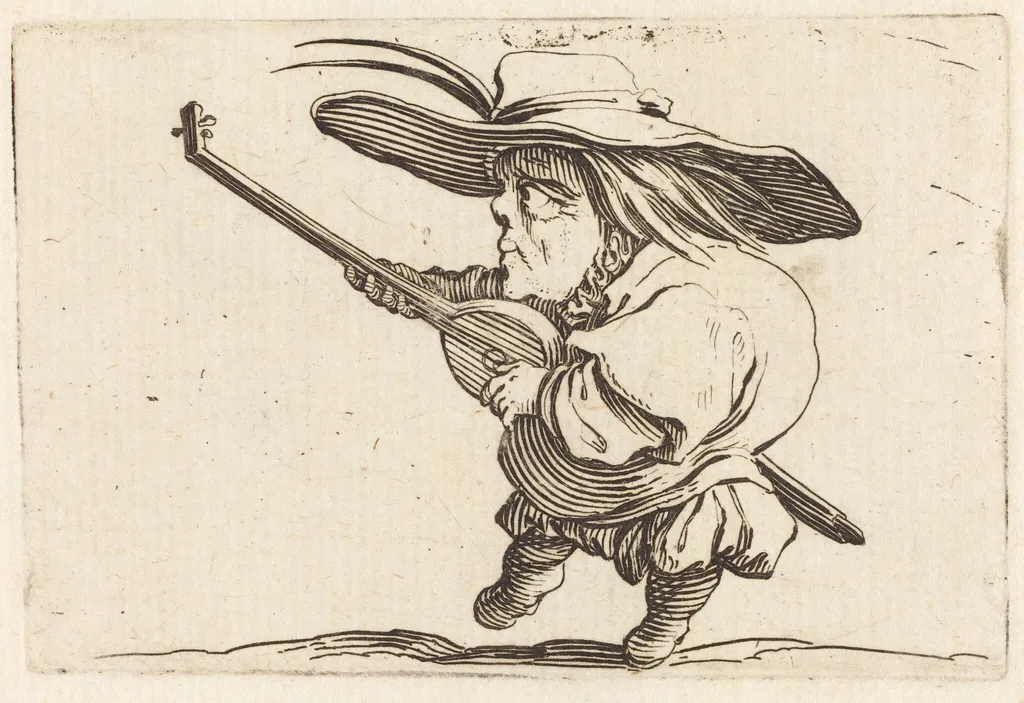 The Lute Player, by Jacques Callot, ink, 1622