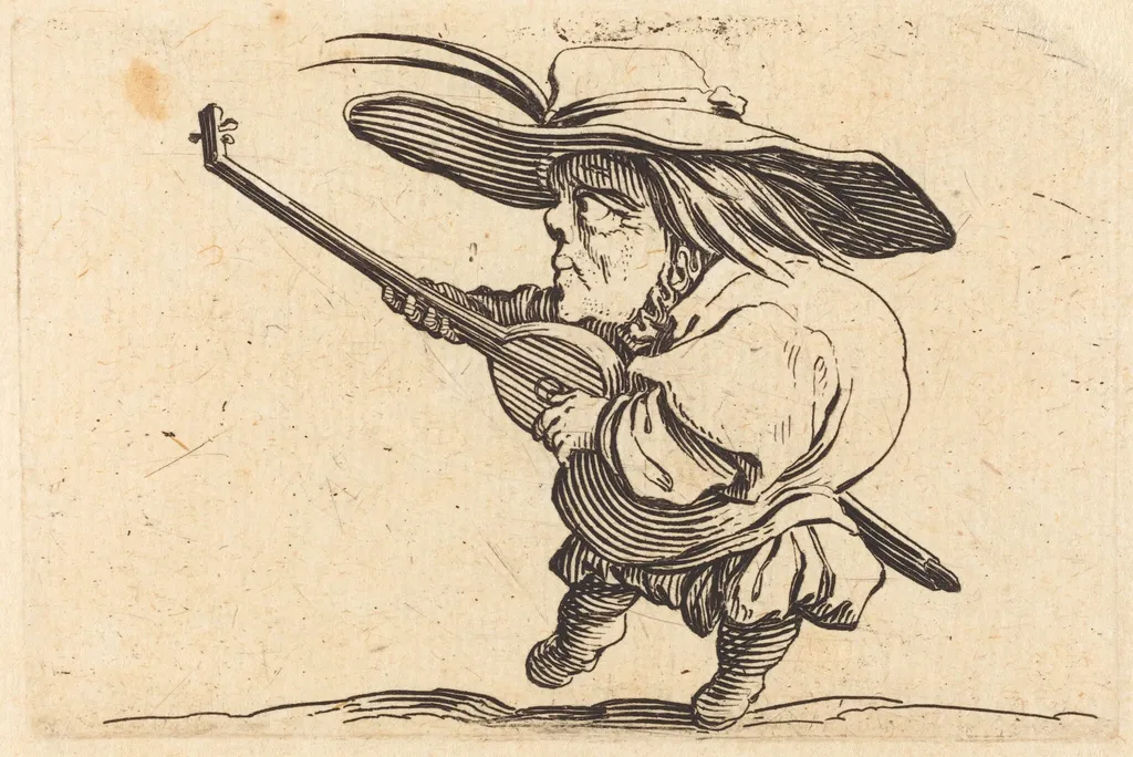 The Lute Player, by Jacques Callot, ink, 1622