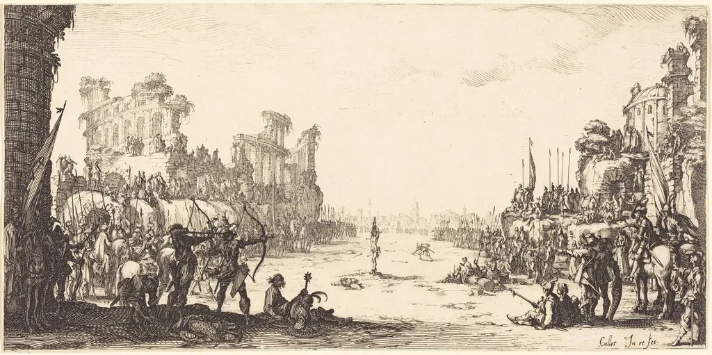 The Ordeal by Arrows (Saint Sebastian), by Jacques Callot, ink, 1632