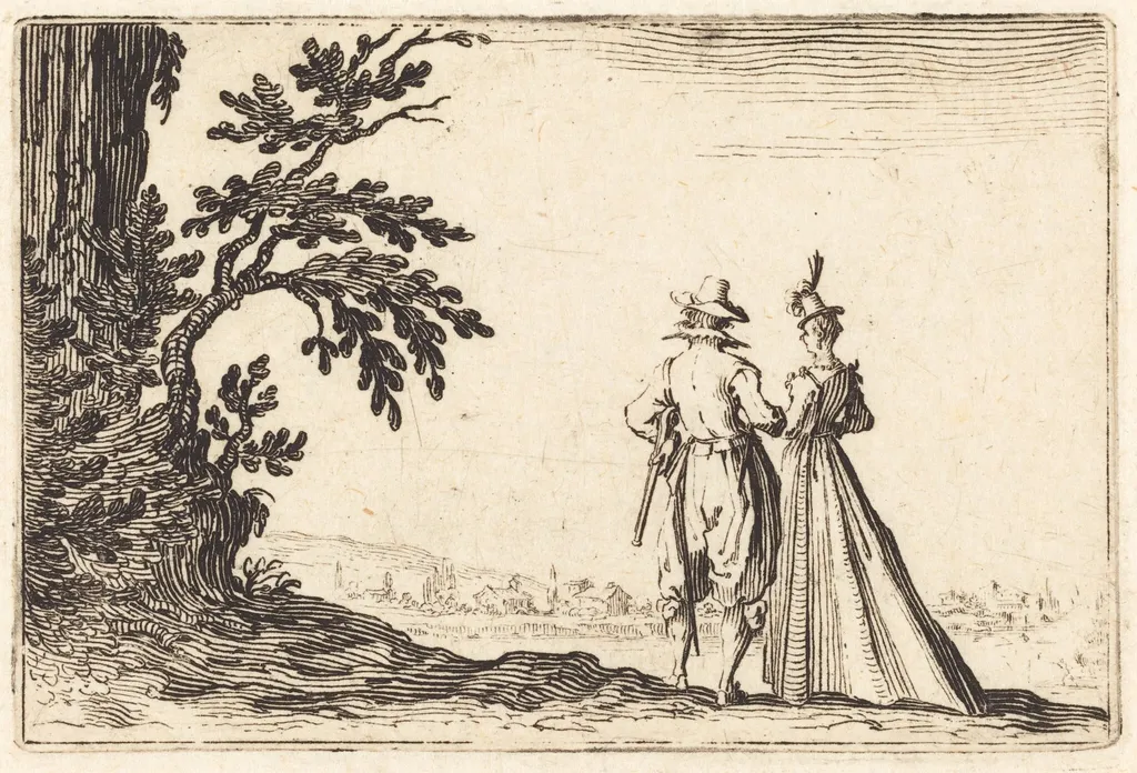 The Promenade, by Jacques Callot, ink, 1622
