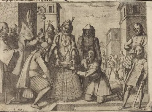 The Queen Laying the First Stone for the Church of the Poor Clares in Spain [verso], by Jacques Callot