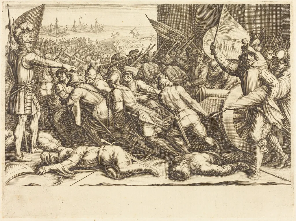 The Re-embarkation of the Turks, by Jacques Callot, ink, 1614