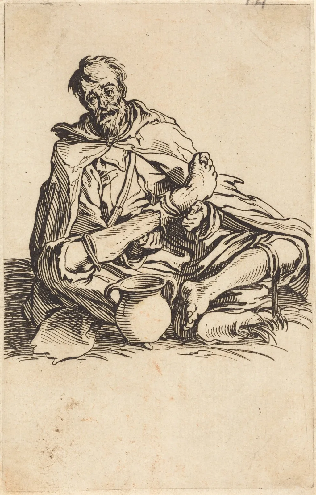 The Sick Man, by Jacques Callot, ink, 1622