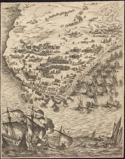 The Siege of La Rochelle [plate 10 of 16; set comprises 1952.8.97-112], by Jacques Callot