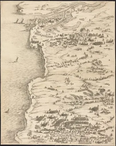 The Siege of La Rochelle [plate 5 of 16;  set comprises 1952.8.97-112], by Jacques Callot