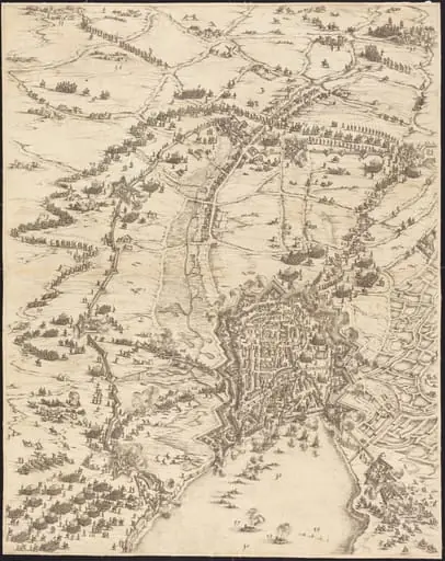 The Siege of La Rochelle [plate 6 of 16;  set comprises 1952.8.97-112], by Jacques Callot