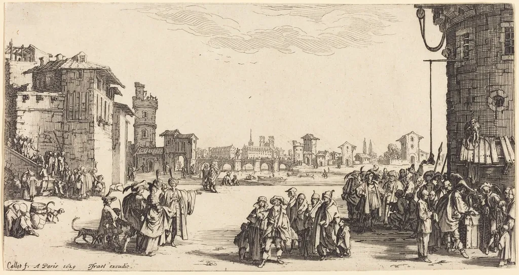 The Slave Market, by Jacques Callot, ink, 1629