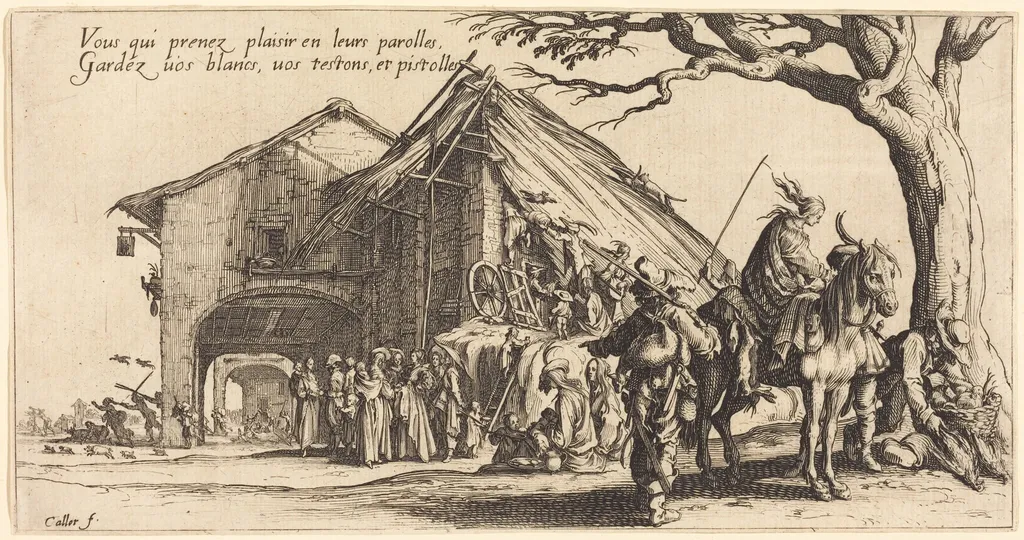 The Stopping Place, by Jacques Callot, ink, 1621