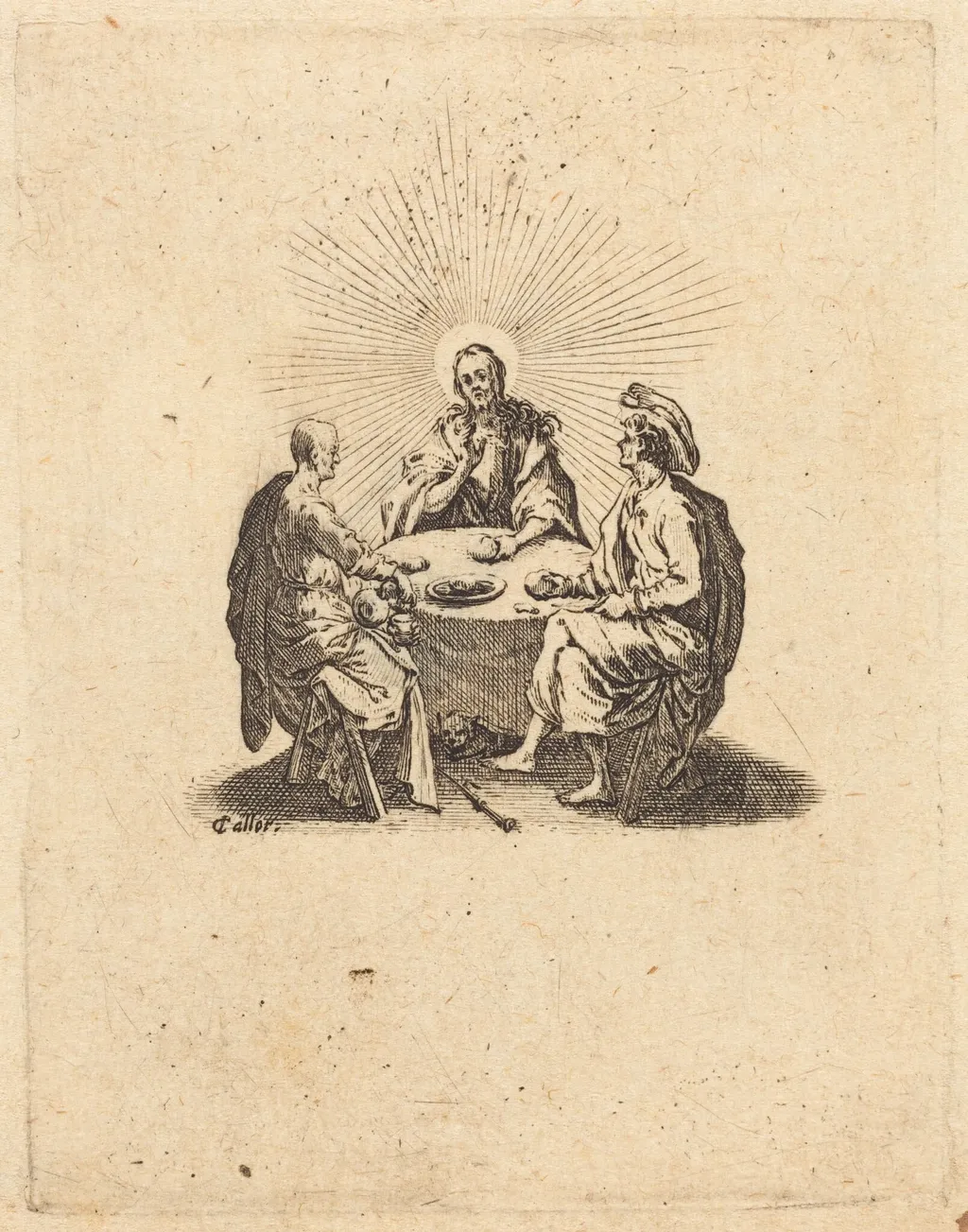 The Supper at Emmaus, by Jacques Callot, ink, 1618