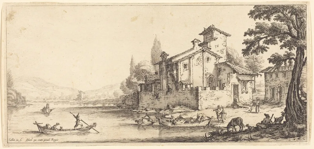 The Walk by the Water, by Jacques Callot, ink, 1630