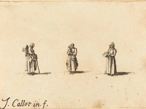 Three Women, One Holding a Child, by Jacques Callot