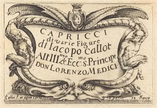Title Page for "The Capricci", by Jacques Callot