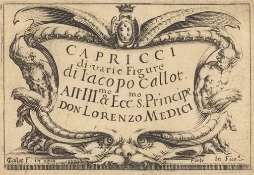 Title Page for "The Capricci", by Jacques Callot