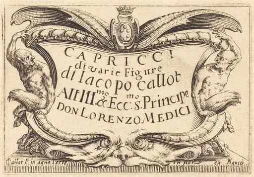 Title Page for "The Capricci", by Jacques Callot