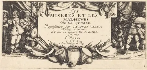Title Page for "The Large Miseries of War", by Jacques Callot