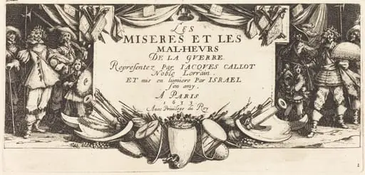 Title Page for "The Large Miseries of War", by Jacques Callot