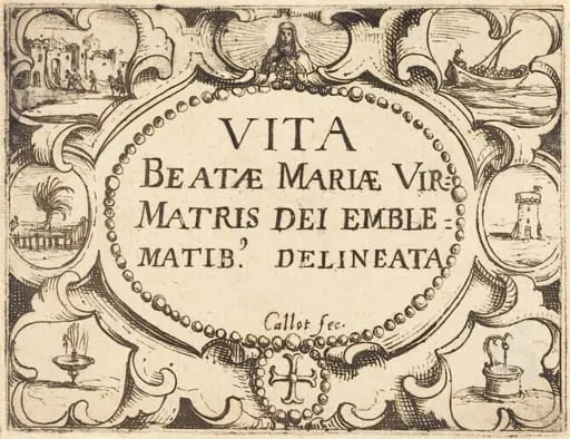 Title Page for "The Life of the Virgin in Emblems", by Jacques Callot
