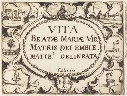 Title Page for "The Life of the Virgin in Emblems", by Jacques Callot