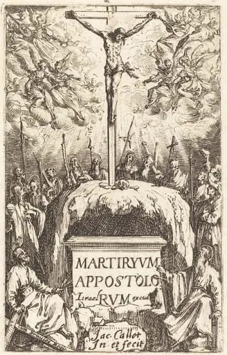 Title Page for "The Martyrdoms of the Apostles", by Jacques Callot