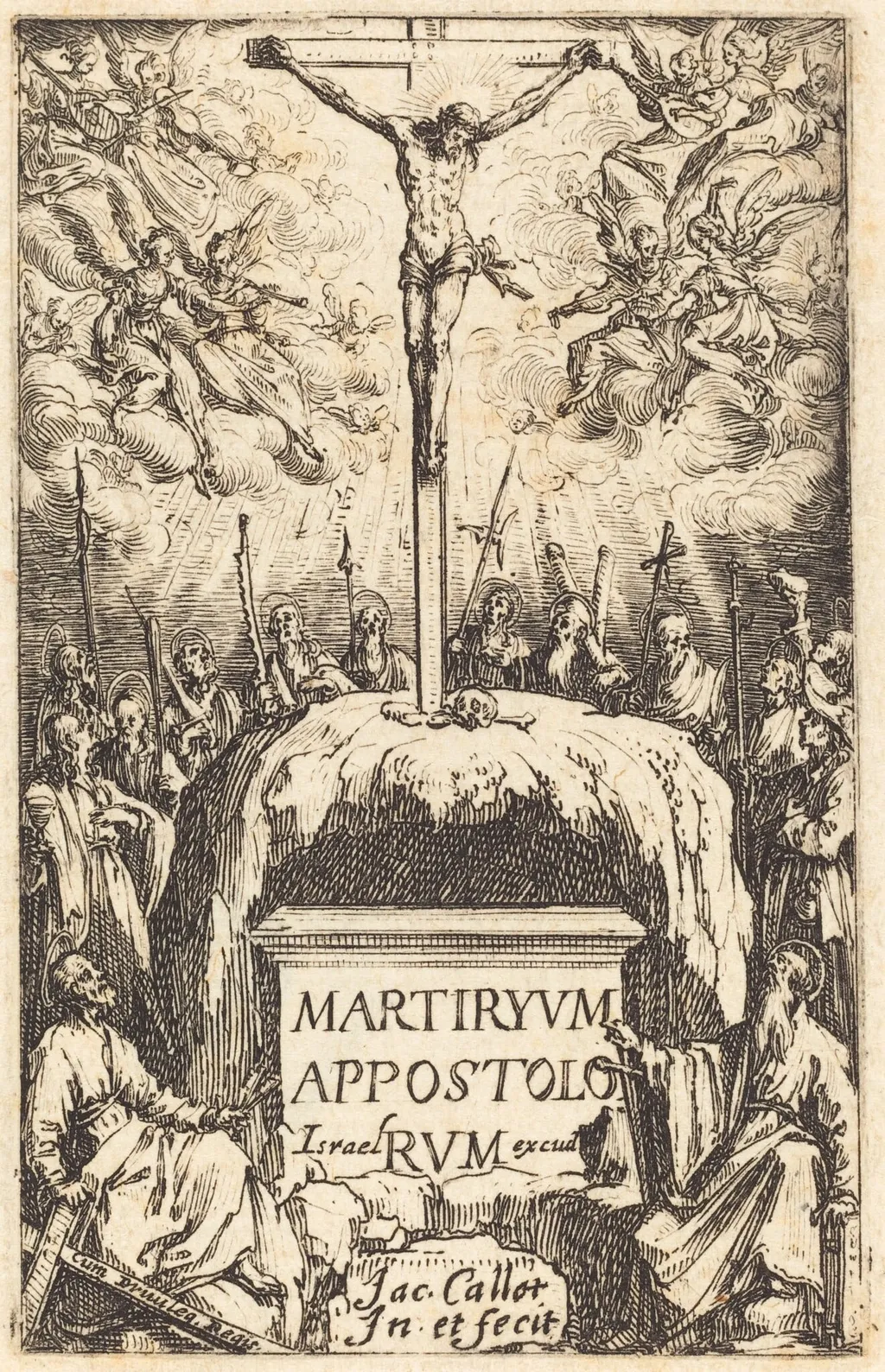Title Page for "The Martyrdoms of the Apostles", by Jacques Callot, ink, 1634