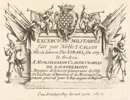 Title Page for "The Military Exercises", by Jacques Callot