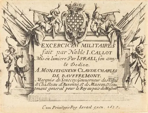 Title Page for "The Military Exercises", by Jacques Callot