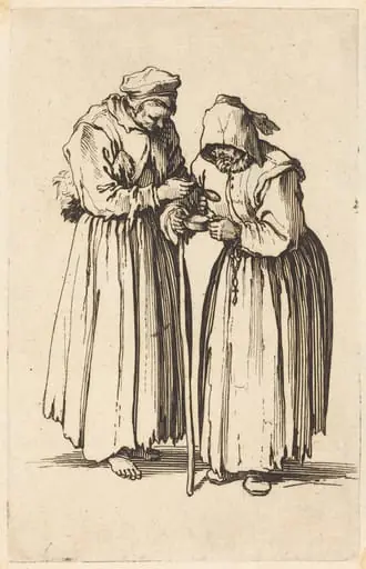 Two Beggar Women, by Jacques Callot