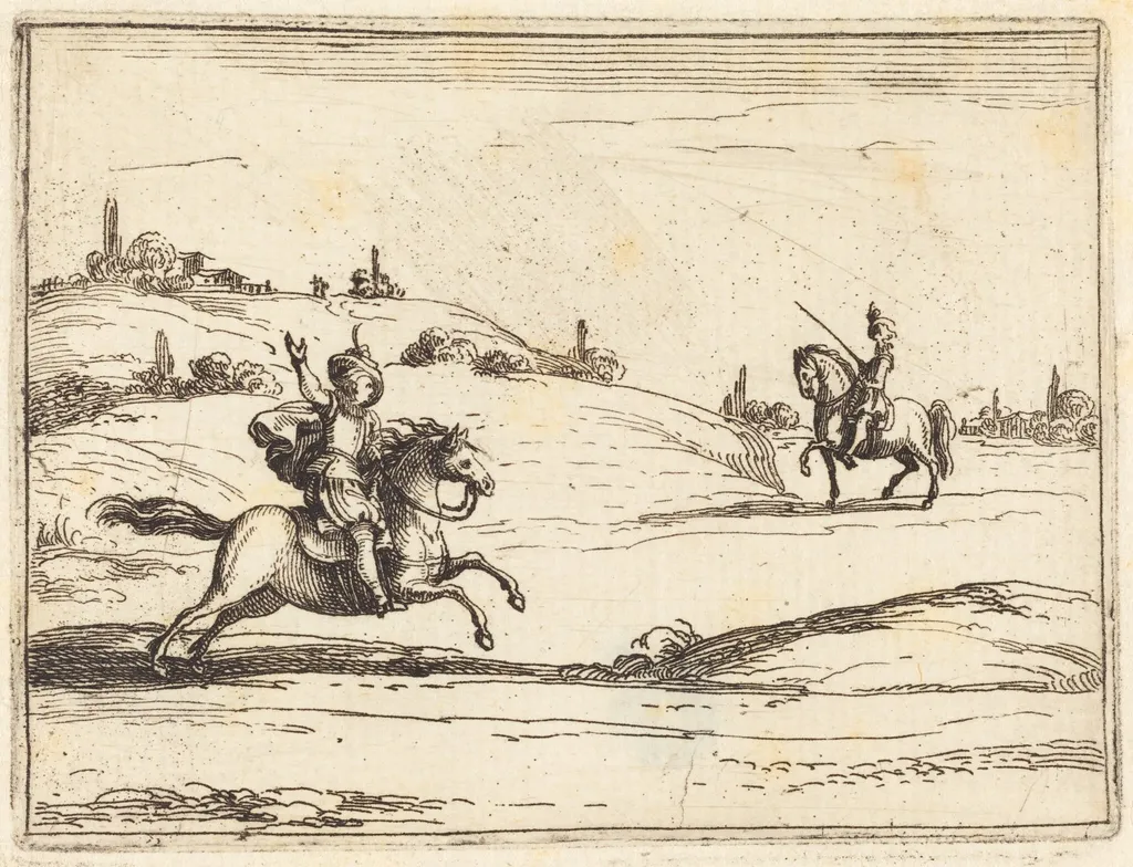 Two Knights, by Jacques Callot, ink, 1628