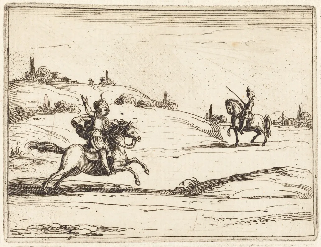 Two Knights, by Jacques Callot, ink, 1628