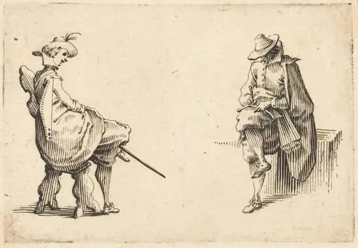 Two Seated Figures, by Jacques Callot