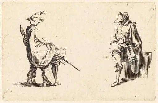 Two Seated Figures, by Jacques Callot