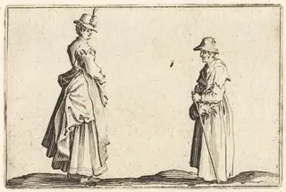 Two Women in Profile, by Jacques Callot, 1622